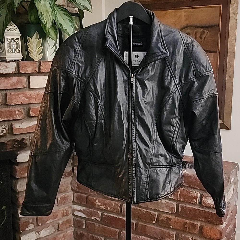 Vintage Black Leather Jacket Marcel Kassini Thinsulate Moto Biker Y2K Grunge